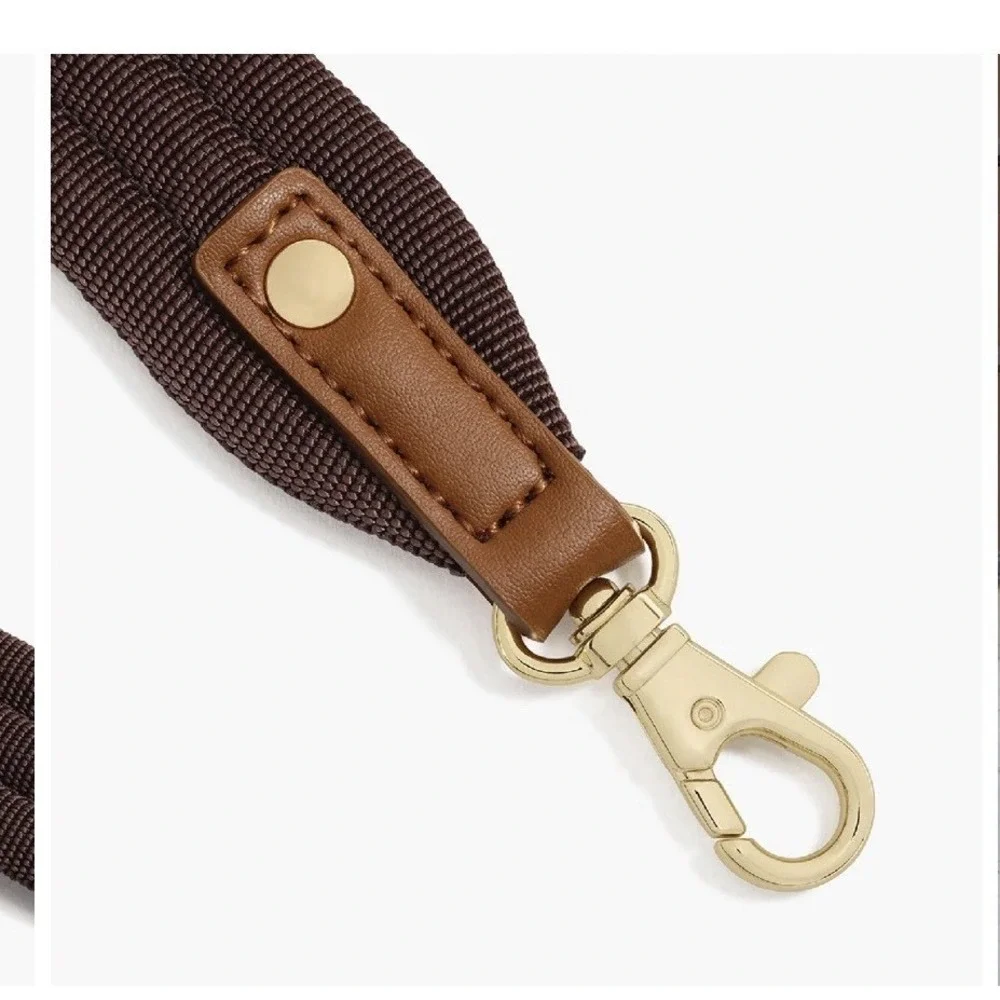 Lo & Sons Nouvelle Crossbody Bag Dark Tan/Gold Hardware Adjustable Strap Nylon